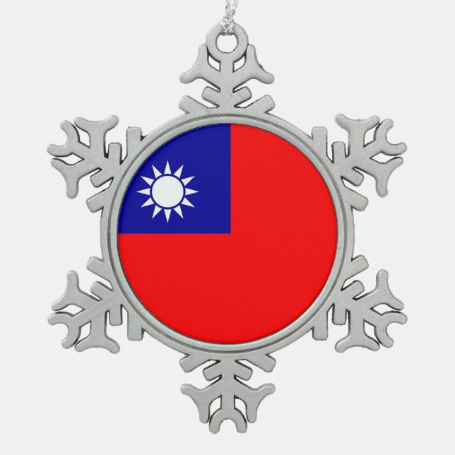 Ornement flocon de neige avec drapeau de Taïwan (Devant)