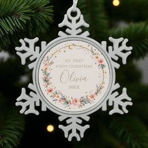 Ornement Flocon De Neige Baby céleste premier Noël personnalisé