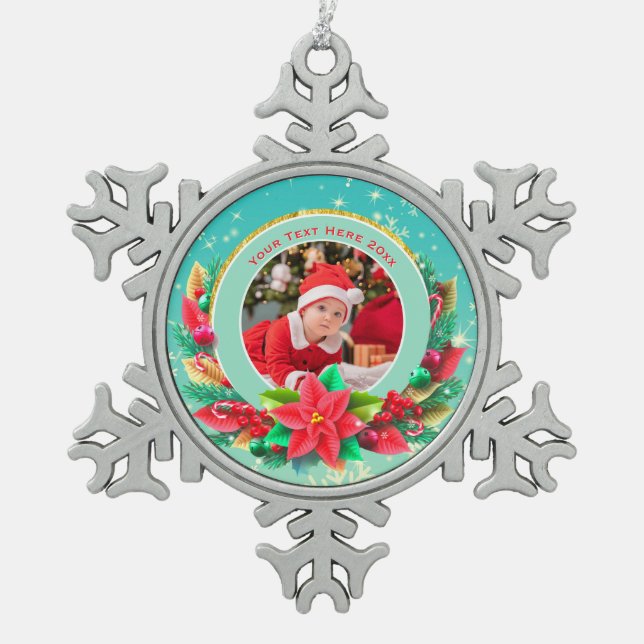 Ornement Flocon De Neige Baby's First Christmas Custom Name Photo Keepsake (Devant)