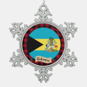 Ornement Flocon De Neige Bahamas patriotique, plaid de buffle, drapeau des