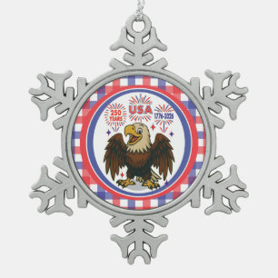 Ornement Flocon De Neige Bald Eagle avec Fireworks - USA 250 ans 1776-2026