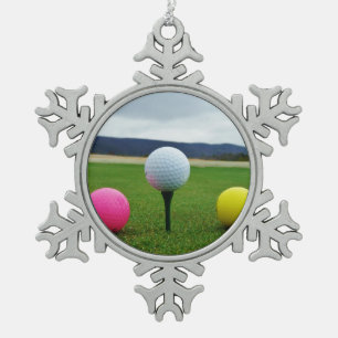 Ornement Flocon De Neige Ballons de golf JAUNE, ROSE ET BLANC