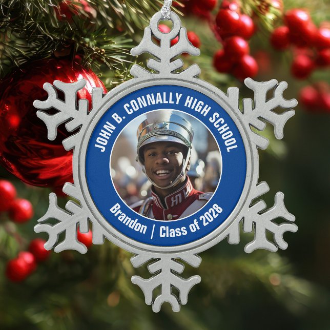 Ornement Flocon De Neige Bande de Marching du lycée bleu Cadeau photo (Créateur téléchargé)