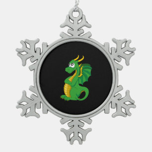 Ornement Flocon De Neige Bande dessinée de dragon vert