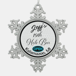 Ornement Flocon De Neige Bar 19th Hole Bar Personnalisé Golf Ball Design Ba