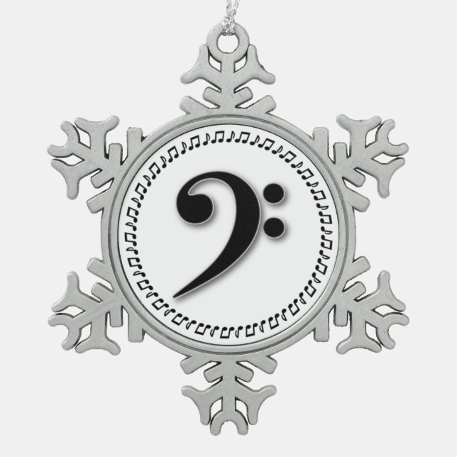 Ornement Flocon De Neige Bass Clef Music Note Design (Devant)