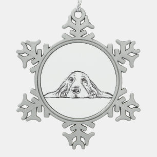 Ornement Flocon De Neige basset blanc