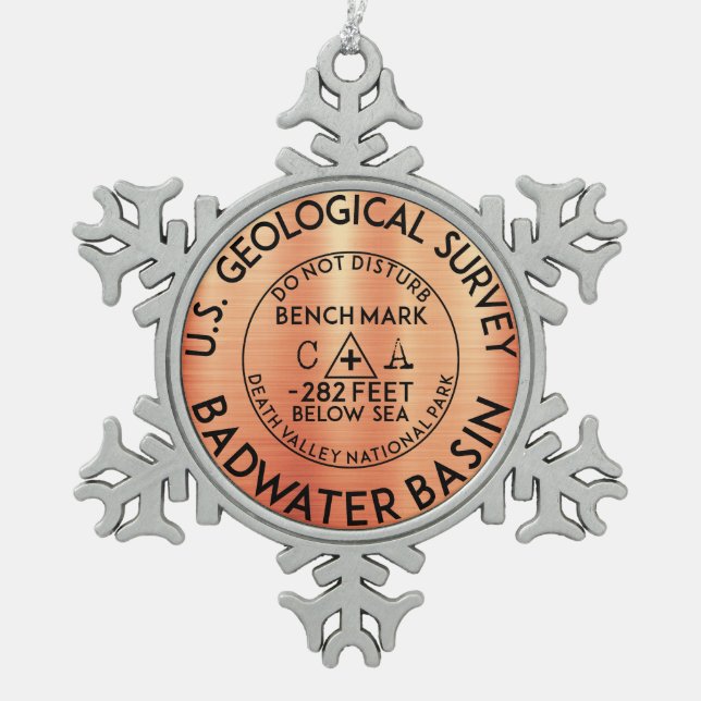 Ornement Flocon De Neige Bassin de Badwater Death Valley National Park Benc (Devant)