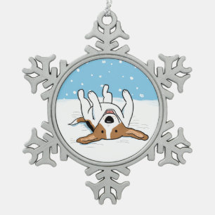 Ornement Flocon De Neige Beagle heureux de neige - vacances mignonnes de