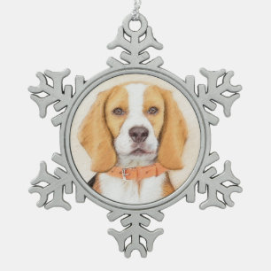 Ornement Flocon De Neige Beagle Hound Dog Peinture Animal Art original