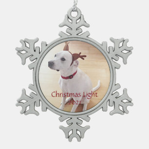 Ornement Flocon De Neige Beau renne blanc Chien chiot Noël