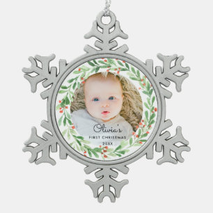 Ornement Flocon De Neige Bébé 1ère photo de Noël