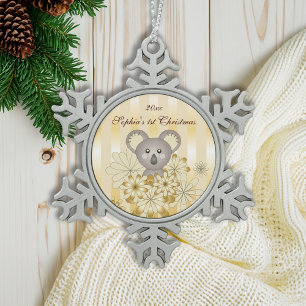 Ornement Flocon De Neige Bébé animal mignon Koala Gold Effet Stripe Enfants