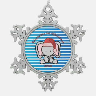 Ornement Flocon De Neige Bébé bleu personnalisé Nom du garçon Premier Noël
