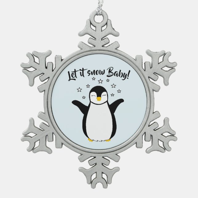 Ornement Flocon De Neige Bébé de pingouin mou (Devant)