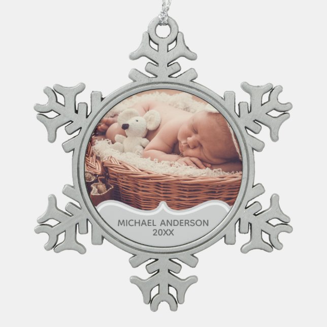 Ornement Flocon De Neige Bébés |Première photo de l'ornement de Noël (Devant)