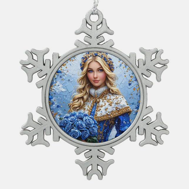 Ornement Flocon De Neige Belle jeune fille de neige (Devant)