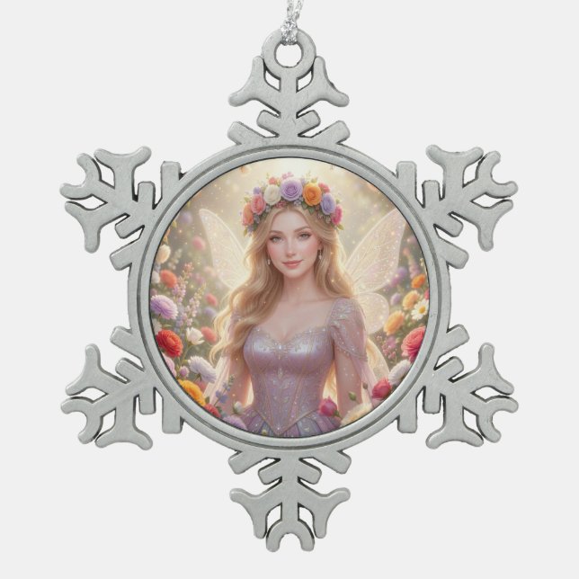 Ornement Flocon De Neige Belle princesse fée (Devant)