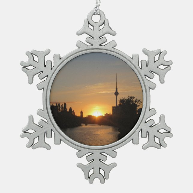 Ornement Flocon De Neige Berlin Allemagne Skyline Night Fernsehturm (Devant)