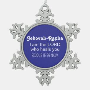 Ornement Flocon De Neige Bible Verse Mignon de Guérison Bleu Profond Chréti