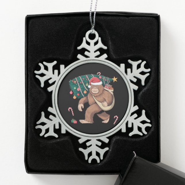 Ornement Flocon De Neige Bigfoot Noël Arbre Lumières Noël Sasquatatch Amour (Boîte)