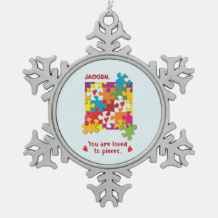 Ornement Flocon De Neige Birthday Boy Puzzle Amour aux pièces