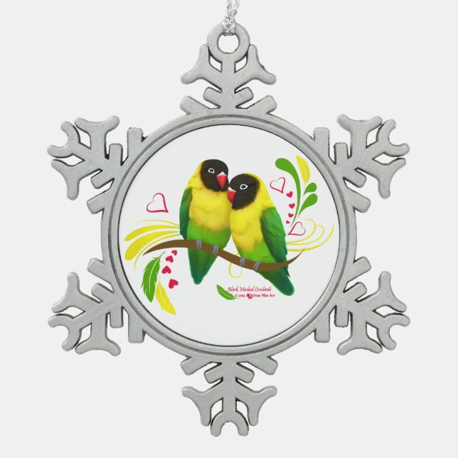 Ornement Flocon De Neige Black Masked Lovebirds (Devant)