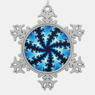 Ornement Flocon De Neige Bleu de marine et blanc fractals colorés