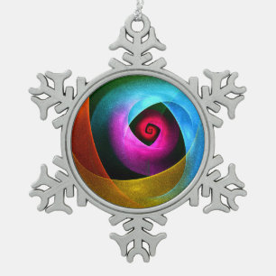 Ornement Flocon De Neige Bleu orange rose moderne Art Abstrait Motif #24