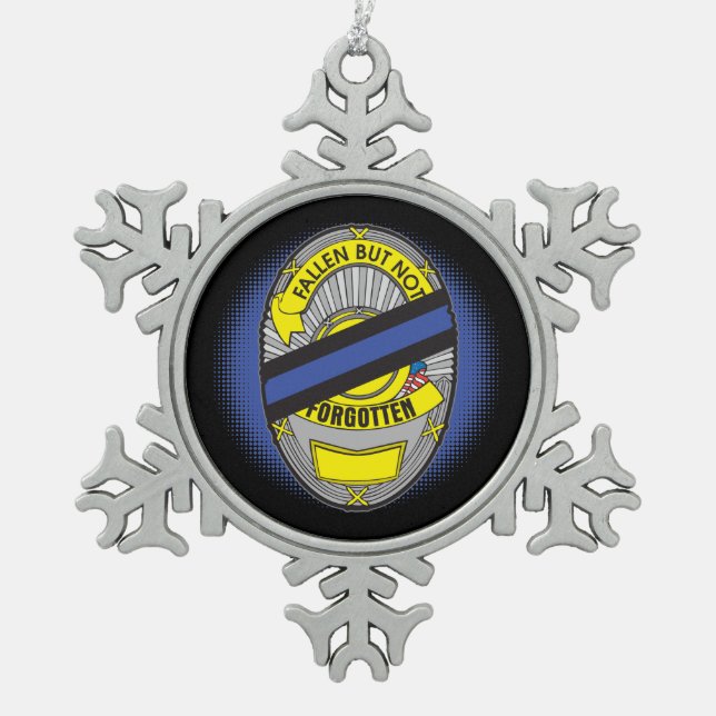Ornement Flocon De Neige Blue Line mince Badge (Devant)