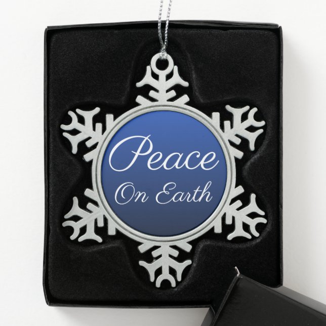 Ornement flocon de neige Blue Peace on Earth (Boîte)