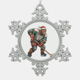 Ornement Flocon De Neige Bonhomme de neige Hockey sur glace Noël 2026 Fêtes