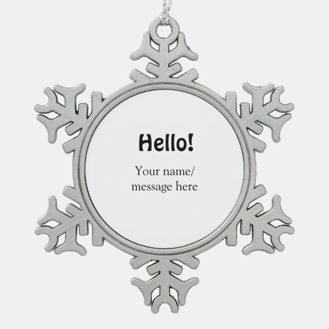 Ornement Flocon De Neige Bonjour ajouter un message de nom simple minimum é (Devant)