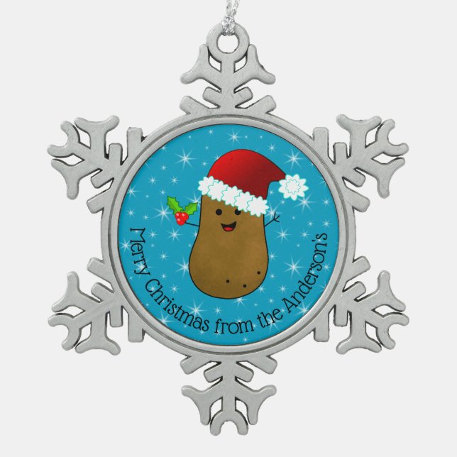 Ornement Flocon De Neige Bonne Pomme de terre de Noël personnalisée (Devant)