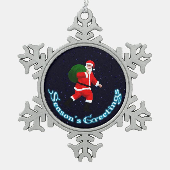 Ornement Flocon De Neige Bonnes Fêtes - Père Noël (Devant)