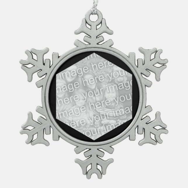 Ornement Flocon De Neige Bordure photo Hexagon noir (Devant)