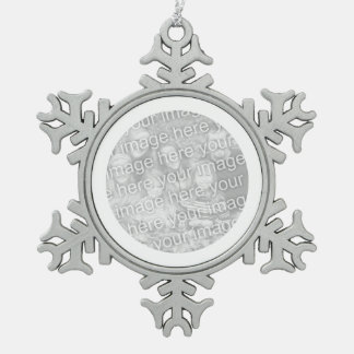 Ornement Flocon De Neige Bordure ronde blanche