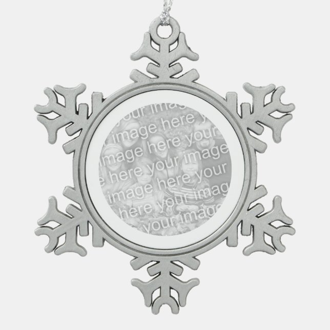 Ornement Flocon De Neige Bordure ronde blanche (Devant)