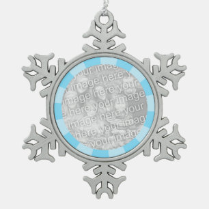 Ornement Flocon De Neige Bordure ronde bleue