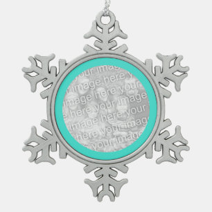 Ornement Flocon De Neige Bordure ronde Turquoise
