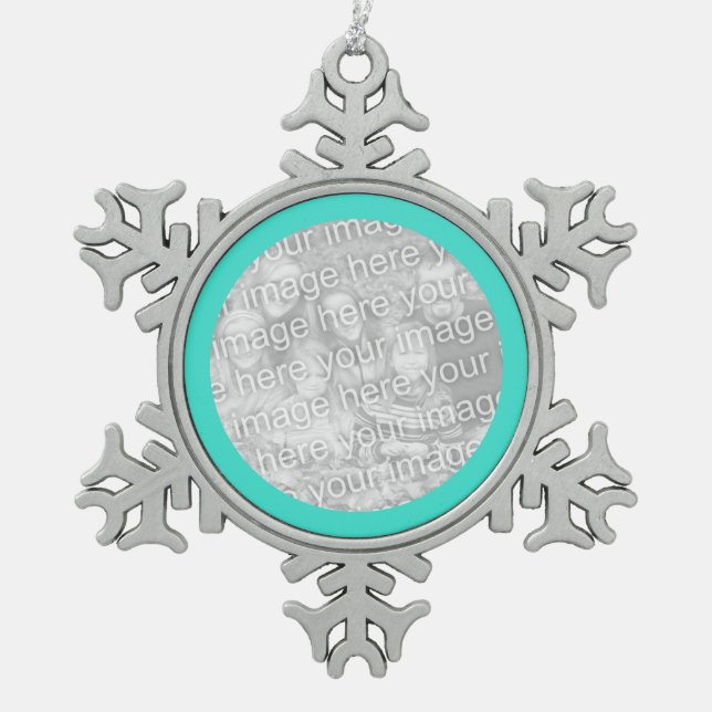 Ornement Flocon De Neige Bordure ronde Turquoise (Devant)