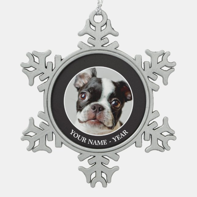 Ornement Flocon De Neige Boston Terrier (Devant)