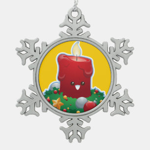 Ornement Flocon De Neige Bougie de Noël