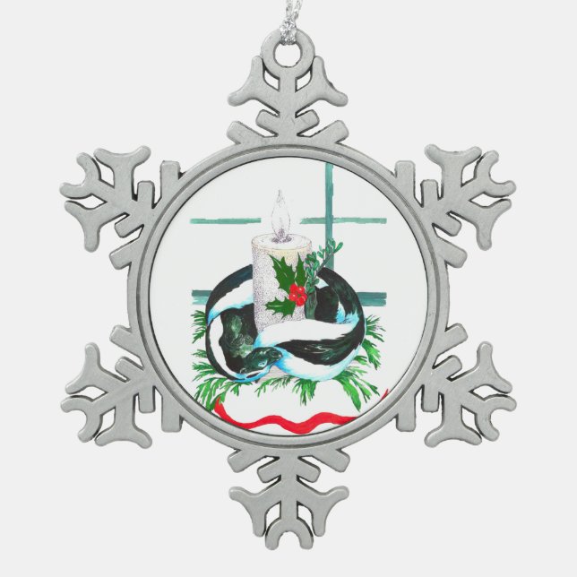 Ornement Flocon De Neige Bougie de Noël enroulée avec Skunk Holly (Devant)