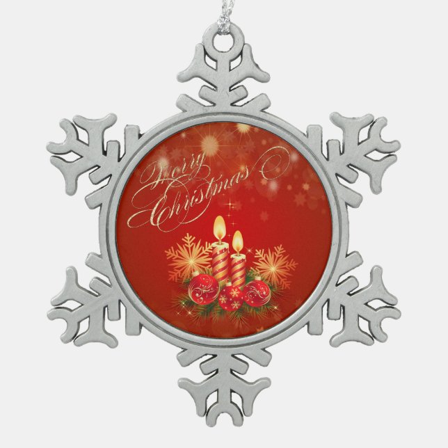 Ornement Flocon De Neige Bougies de Noël, Boules, Snowflakes (Devant)