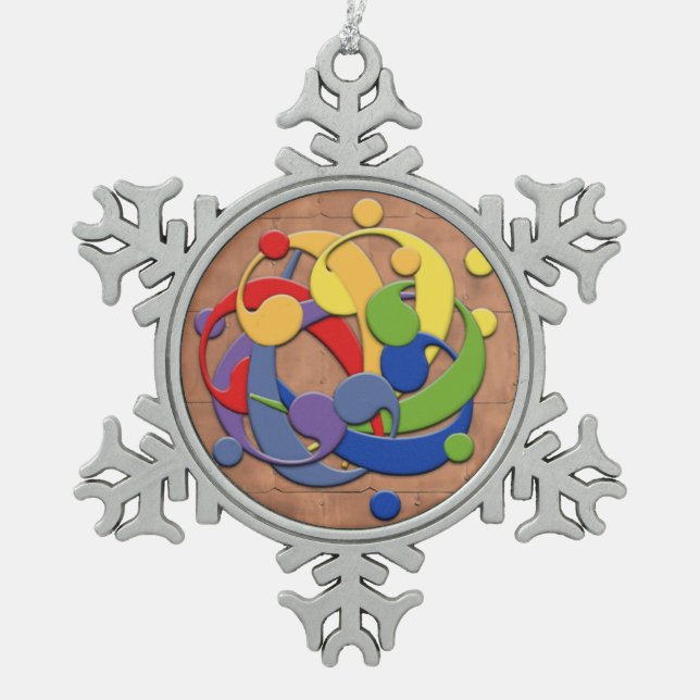 Ornement Flocon De Neige Boule de puzzle d'arc-en-ciel de clef basse (Devant)
