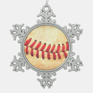 Ornement Flocon De Neige Boule vintage de base-ball