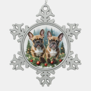 Ornement Flocon De Neige Bouledogue français Couronne de Noël Bulldog