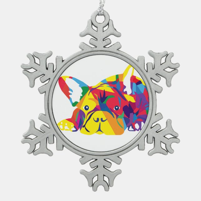Ornement Flocon De Neige Bouledogue français étoile (Devant)