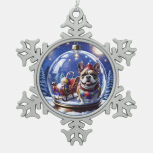 Ornement Flocon De Neige Bouledogue français Noël French Bullog